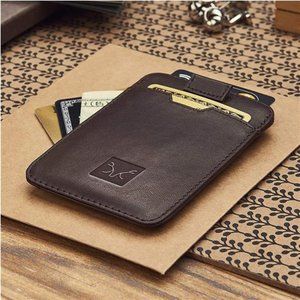 AL FASCINO Leather Credit Card Holder -Slim Minimalist Front Pocket